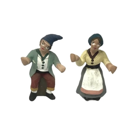 Uomo e Donna seduti in terracotta 4 cm