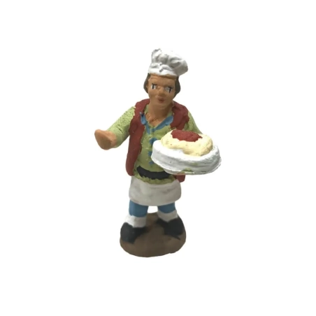 Cuoco con piatto di spaghetti in terracotta 4 cm