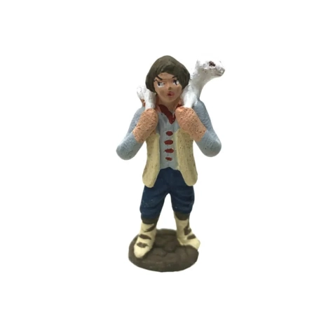 Uomo con pecora in terracotta 4 cm