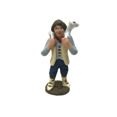 Uomo con pecora in terracotta 4 cm