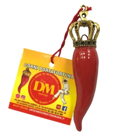Corno borbone rosso in ceramica 7 cm con scatola regalo 2