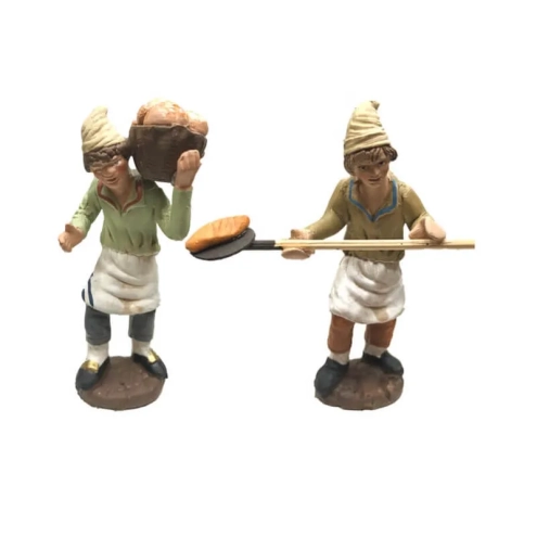 Panettieri che fanno il pane in terracotta 7 cm