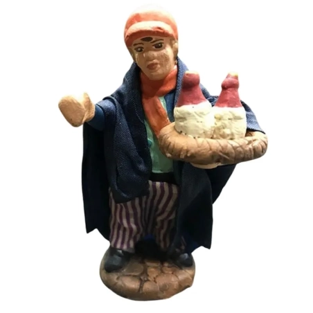 Uomo con fiaschi di vino vestito in stoffa 7 cm