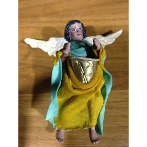 Angelo pastore vestito in stoffa 10 cm |Pastori napoletani del presepe
