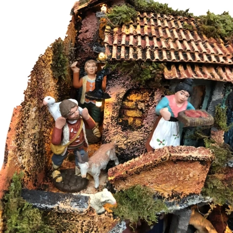 Presepe angolare napoletano con forno e luci 25 cm 2