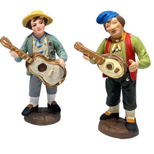 Coppia di suonatori in terracotta 10 cm