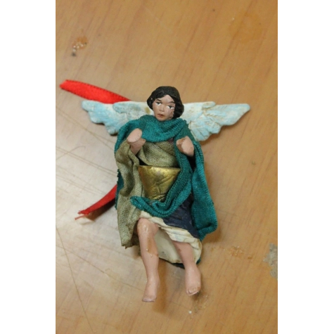 Statuina Angelo con tamburo vestito in stoffa | Pastori napoletani