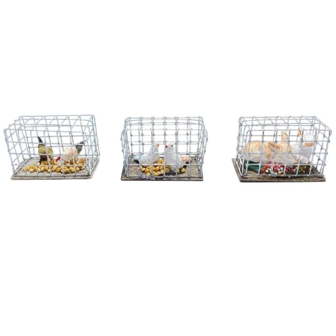 Set da 3 Gabbiette con animali per pastori da 7 a 12 cm