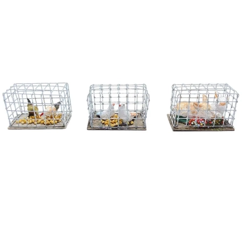 Set da 3 Gabbiette con animali per pastori da 7 a 12 cm
