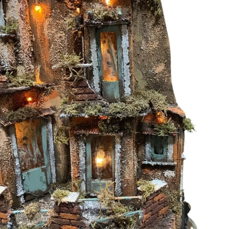 Presepe artigianale napoletano con luci 70 cm