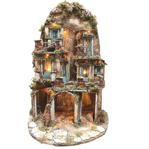 Presepe artigianale napoletano con luci 70 cm