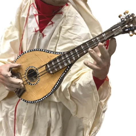 Pulcinella con vestiti di stoffa ed occhi in vetro 50 cm 2
