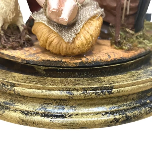 Campana da 26 cm con natività in terracotta vestita in stoffa da 10 cm