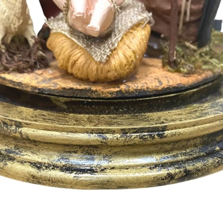 Campana da 26 cm con natività in terracotta vestita in stoffa da 10 cm