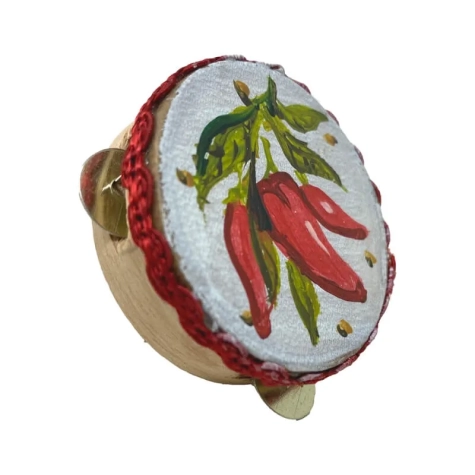 Tamburello con dipinto dei peperoncini 4.5 cm 2