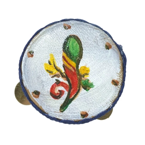 Tamburello con dipinto dell'asso di bastoni 4.5 cm