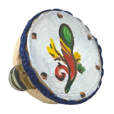 Tamburello con dipinto dell'asso di bastoni 4.5 cm