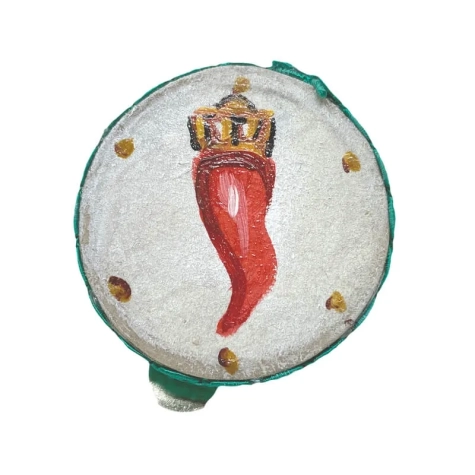 Tamburello da 4.5 cm  con dipinto del corno in scatola regalo 2