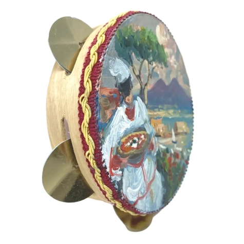 Tamburello 13 cm con dipinto di Pulcinella in scatola regalo 2