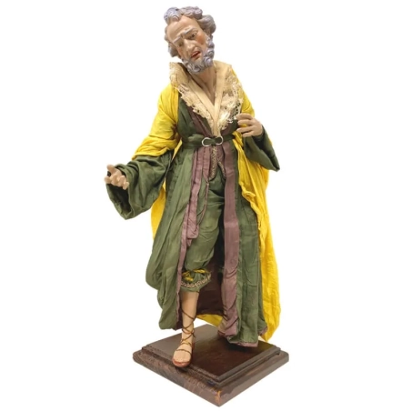 San Giuseppe con occhi in vetro e vestiti in stoffa san leucio 35 cm