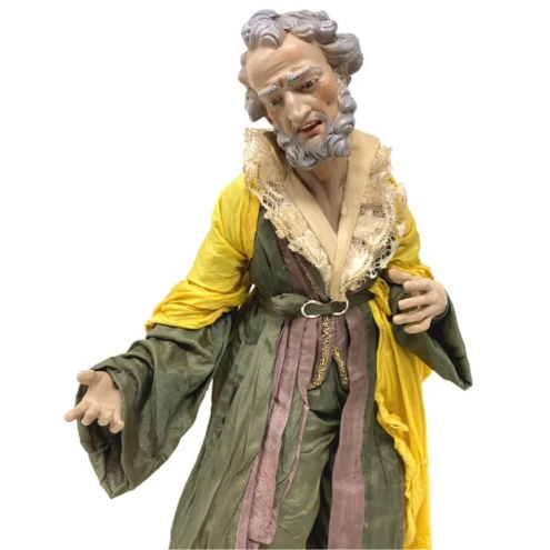 San Giuseppe con occhi in vetro e vestiti in stoffa san leucio 35 cm