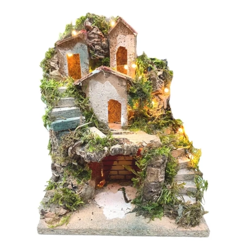 Presepe completo di luci 17 cm