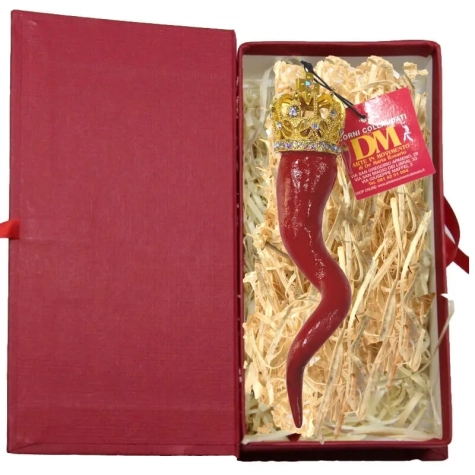 Corno luxury in terracotta 15 cm con scatola regalo