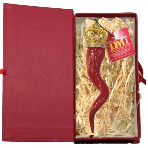 Corno luxury in terracotta 15 cm con scatola regalo