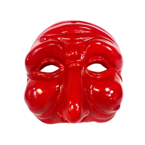 Maschera di Pulcinella rossa 6 cm in scatola regalo 2