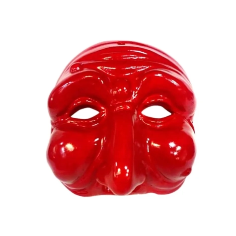Maschera di Pulcinella 4 cm rossa in scatola regalo 2
