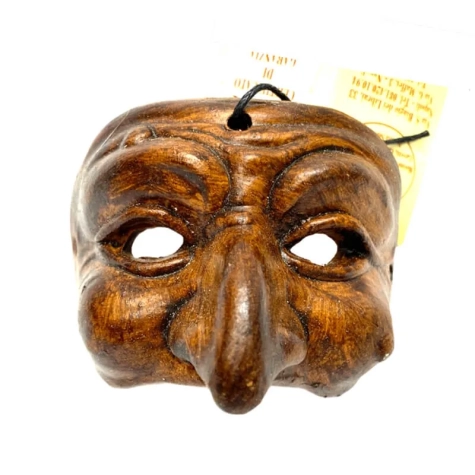 Maschera di Pulcinella 4 cm marrone in scatola regalo 2
