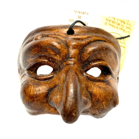 Maschera di Pulcinella marrone 6 cm in scatola regalo 2