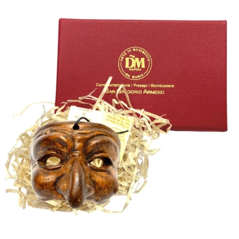 Maschera di Pulcinella 4 cm marrone in scatola regalo