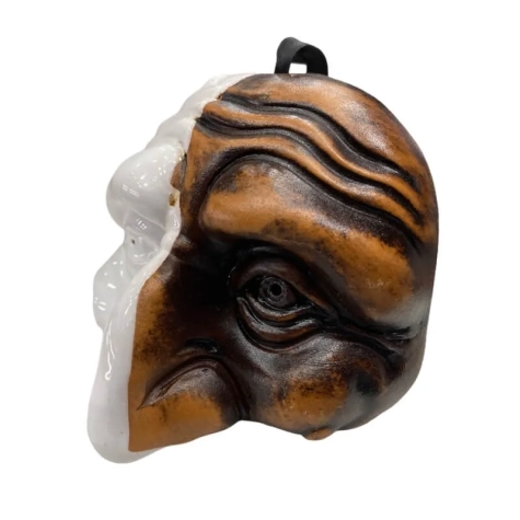 Maschera di Pulcinella bicolore stilizzata in terracotta 12 cm 2