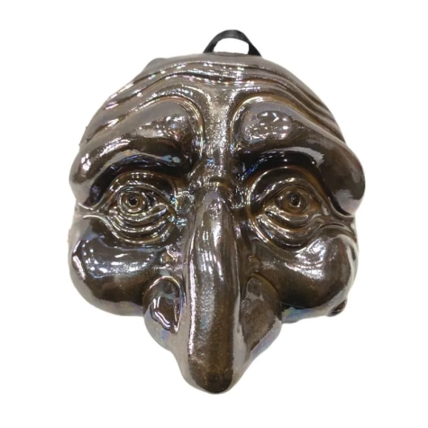 Maschera di Pulcinella cromata stilizzata in scatola regalo 12 cm 2