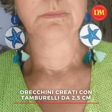 Tamburello con dipinto di Pulcinella miniatura 2.5 cm
