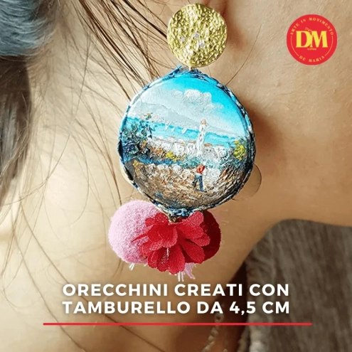 Tamburello con dipinto di Napoli 4.5 cm