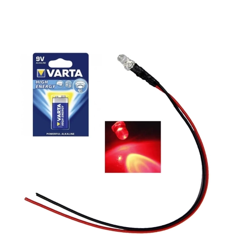 Luce LED rosso tremolante per forno presepe 9-12 v