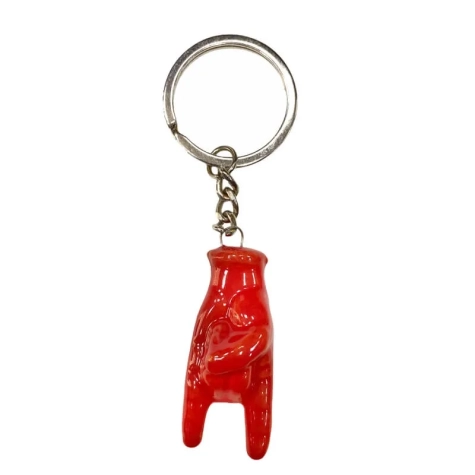 Portachiavi con corna in ceramica rossa 5 cm