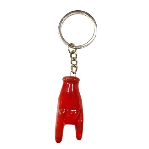 Portachiavi con corna in ceramica rossa 5 cm 2
