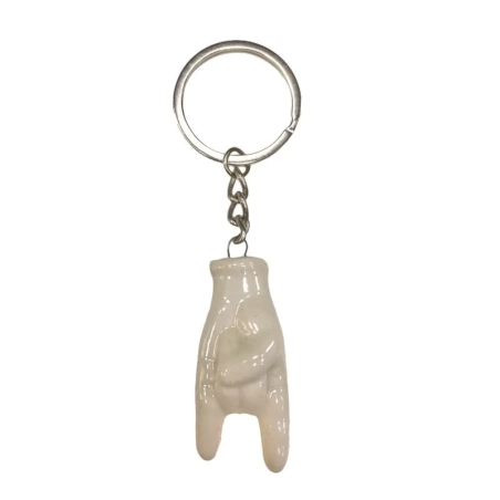 Portachiavi con corna in ceramica bianca 5 cm