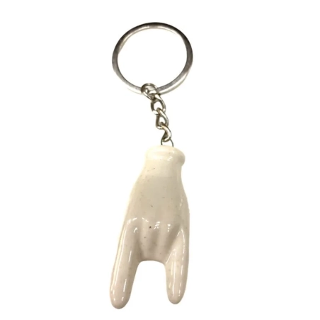 Portachiavi con corna in ceramica bianca 5 cm