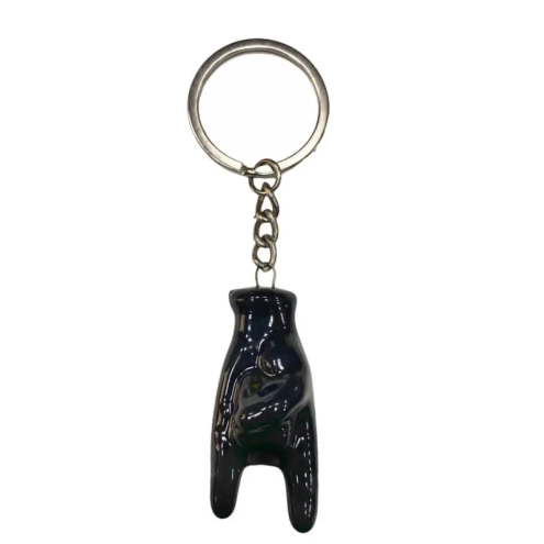 Portachiavi con corna in ceramica nera 5 cm