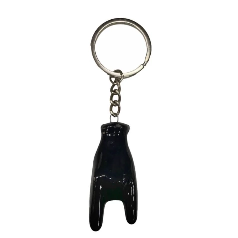 Portachiavi con corna in ceramica nera 5 cm 2