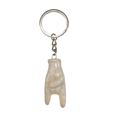 Portachiavi con corna bianca 5 cm in scatola regalo 2