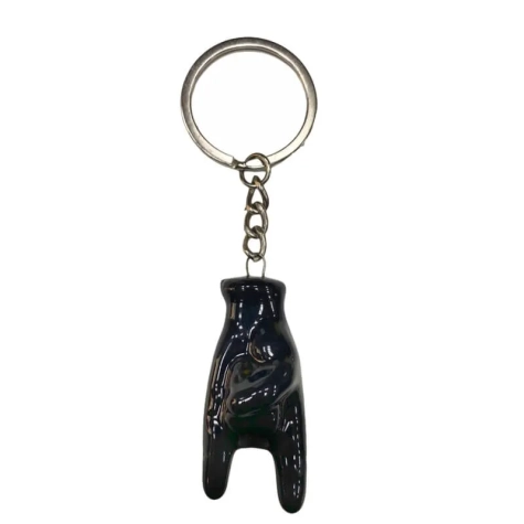 Portachiavi con corna nera 5 cm in scatola regalo 2