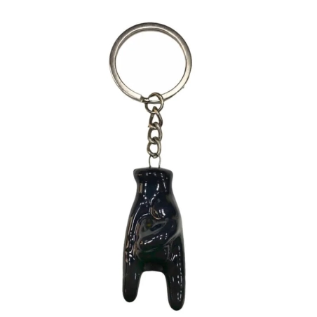 Portachiavi con corna nera 5 cm in scatola regalo
