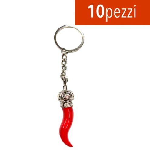 10 Portachiavi con corno portafortuna