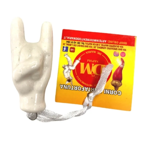 Corna in ceramica bianche in scatola da regalo 7 cm 2