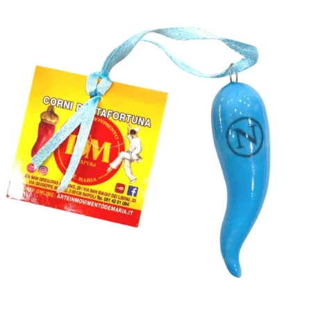 Corno azzurro del Napoli in ceramica 6 cm